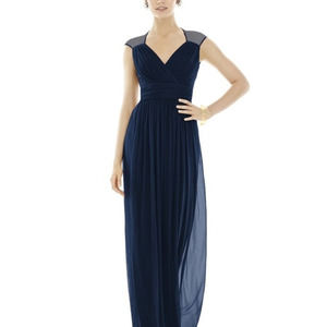 NEW! Alfred Sung Size 10 Chiffon V-Neck Maxi Black Dress $231 msrp J2-11